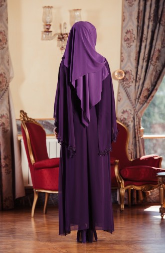 Purple Hijab Evening Dress 52662-03