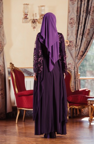 Purple Hijab Evening Dress 52683-07