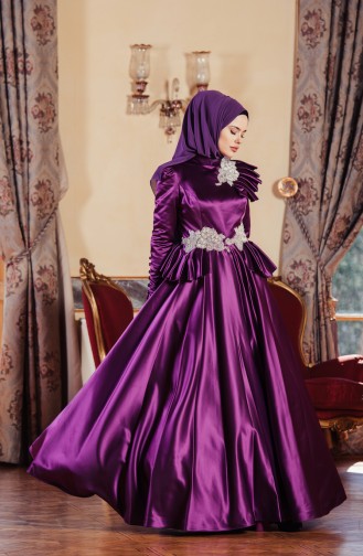 Robe De Soirée Bordée de Pierre 701210-03 Pourpre 701210-03