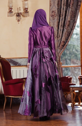 Robe de Soirée Taffetas avec Tulle 701236-01 Pourpre 701236-01