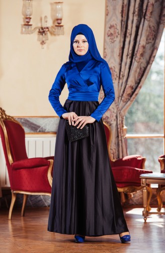 Black Hijab Evening Dress 701083-02