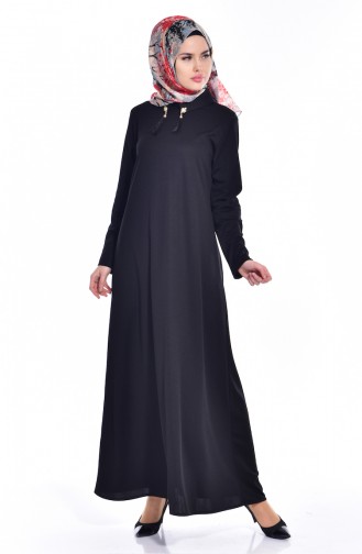 Schwarz Hijab Kleider 1068-01
