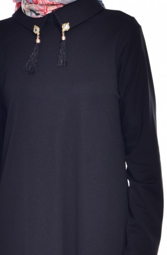 Püskül Detaylı Elbise 1068-01 Siyah