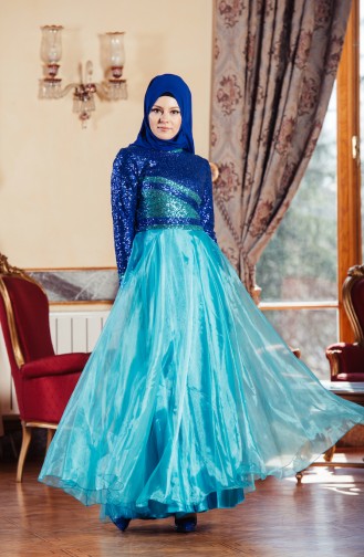 Abendkleid mit Pailetten 701131-01 Saks Grün 701131-01