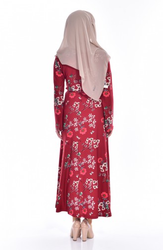 Claret Red Hijab Dress 5193-04