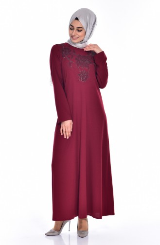 Claret Red Hijab Dress 0151-03