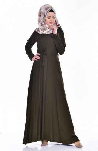 Khaki Hijab Dress 2036-04