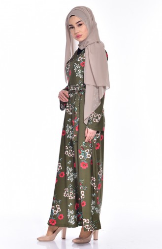 Khaki Hijab Dress 5193-02