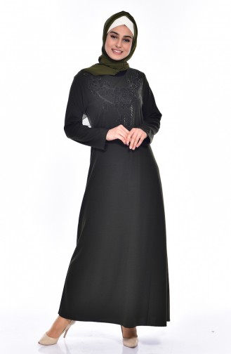 Khaki Hijab Dress 0151-07