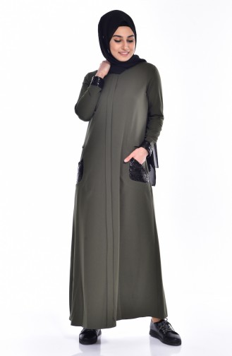 Khaki Hijab Dress 0153-04