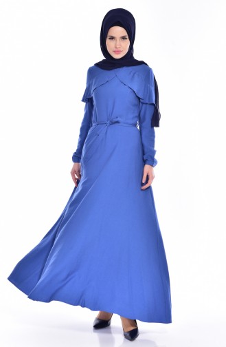 Kleid mit Volants 2036-03 İndigo 2036-03