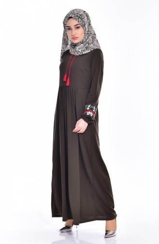 Dark Khaki Hijab Dress 0442-16