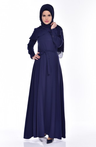Navy Blue Hijab Dress 2036-02
