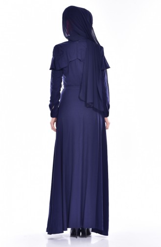 Navy Blue İslamitische Jurk 2036-02