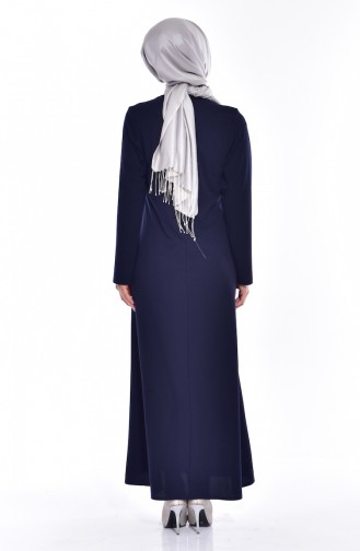Navy Blue Hijab Dress 0151-06