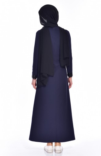 Navy Blue Hijab Dress 0153-02