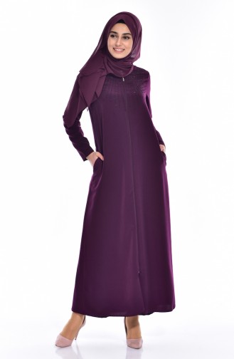 Abaya a Fermeture 0155-04 Plum 0155-04