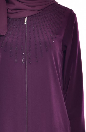 Abaya a Fermeture 0155-04 Plum 0155-04