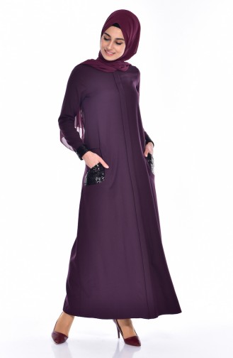 Plum Hijab Dress 0153-03