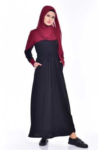 Claret Red Hijab Dress 0005-01