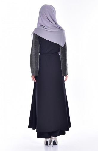 Abaya mit Druckknöpfen 0008-01 Schwarz 0008-01