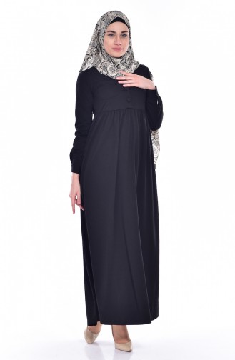 Düğmeli Elbise 1805-01 Siyah