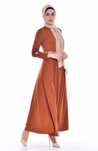 فستان بتصميم مزين بالدانتيل مع سحاب  0038-02