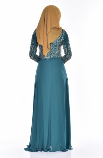 Robe de Soirée Lacée 7203-01 Vert emeraude 7203-01