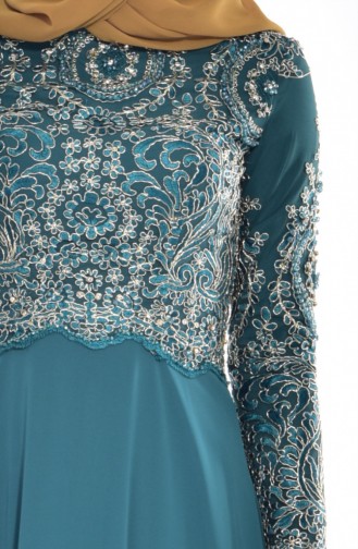 Emerald Green Hijab Evening Dress 7203-01