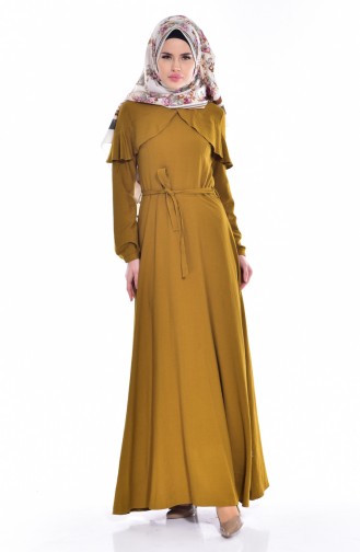 Oil Green Hijab Dress 2036-01