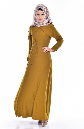 Oil Green Hijab Dress 2036-01