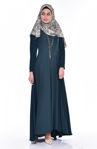 Robe Hijab Vert emeraude 4055A-01