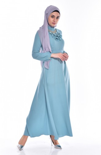 Green Almond Hijab Dress 8138-08