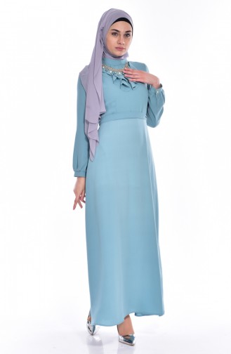 Green Almond Hijab Dress 8138-08