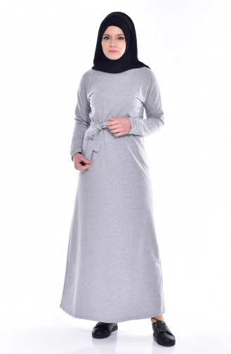 Gray Hijab Dress 1003-04