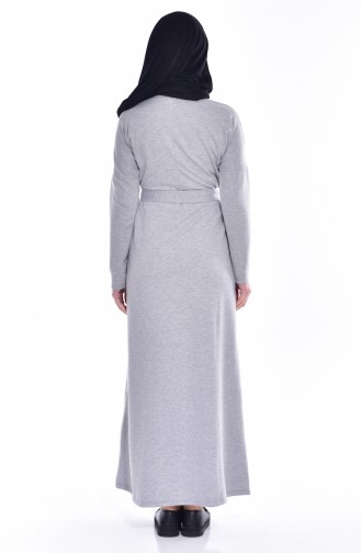 Grau Hijab Kleider 1003-04