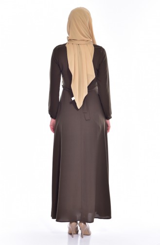 Khaki Hijab Dress 8138-04