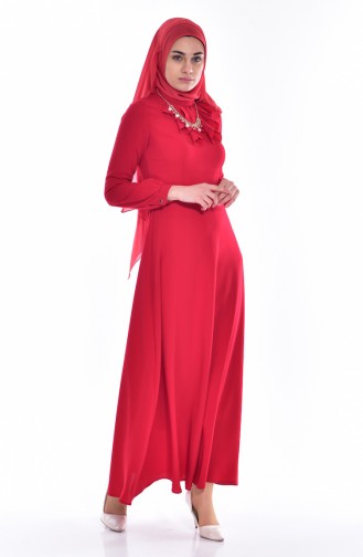 Robe a Ceinture et Collier 8138-01 Rouge 8138-01