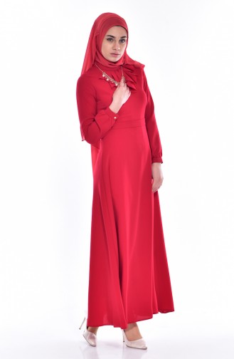 Kleid mit Halskette 8138-01 Rot 8138-01