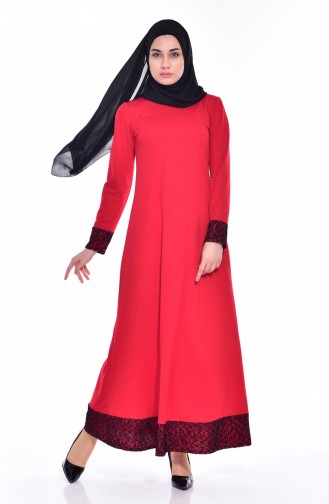 Robe Détail Filet 3306-02 Rouge 3306-02