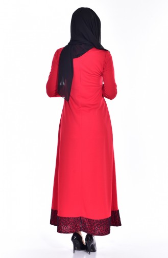 Robe Détail Filet 3306-02 Rouge 3306-02