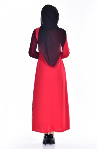 Kleid mit Netz Detail 3307-04 Rot 3307-04