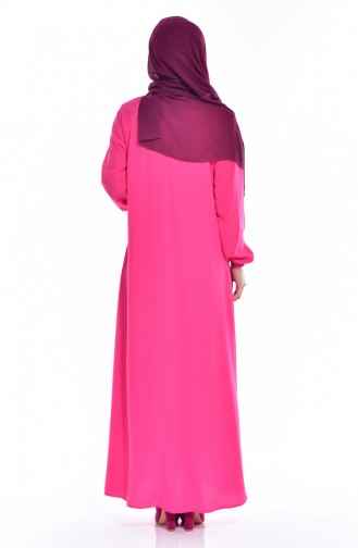 Arm gummiertes Kleid 0021-24 Dunkel Pink 0021-24
