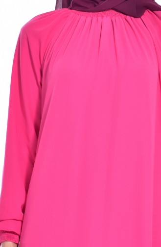 Arm gummiertes Kleid 0021-24 Dunkel Pink 0021-24