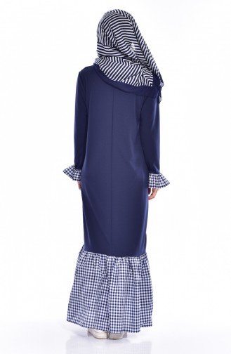 Navy Blue Hijab Dress 3302-08