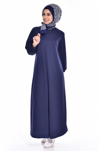 Navy Blue Hijab Dress 3303-09