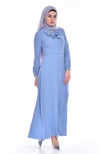 Kleid mit Halskette 8138-06 Blau 8138-06