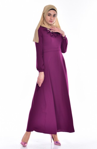 Robe a Ceinture et Collier 8138-05 Plum 8138-05