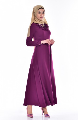 Robe a Ceinture et Collier 8138-05 Plum 8138-05