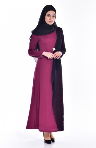 Kleid mit Netz Detail 3307-01 Zwetschge 3307-01